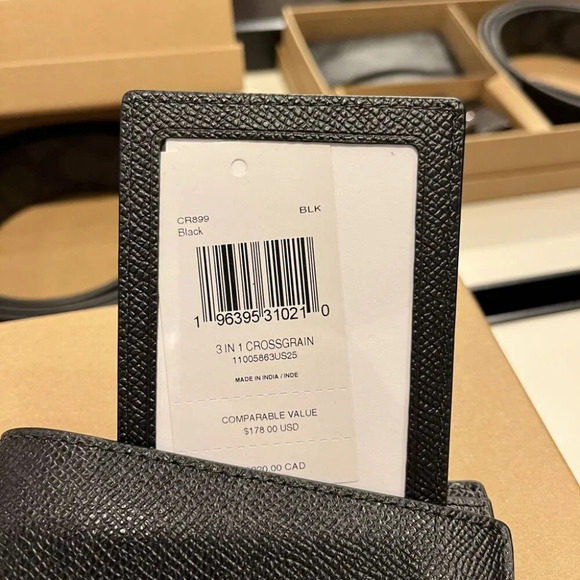 COACH MEN 3 IN 1 WALLET CR899 BLK - Picture 9 of 10